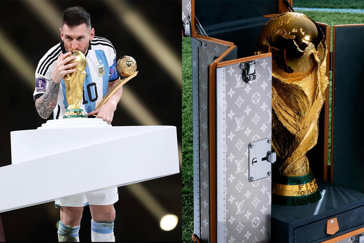 Fans baffled as World Cup trophy is delivered to Qatar final in Louis  Vuitton briefcase  Daily Star