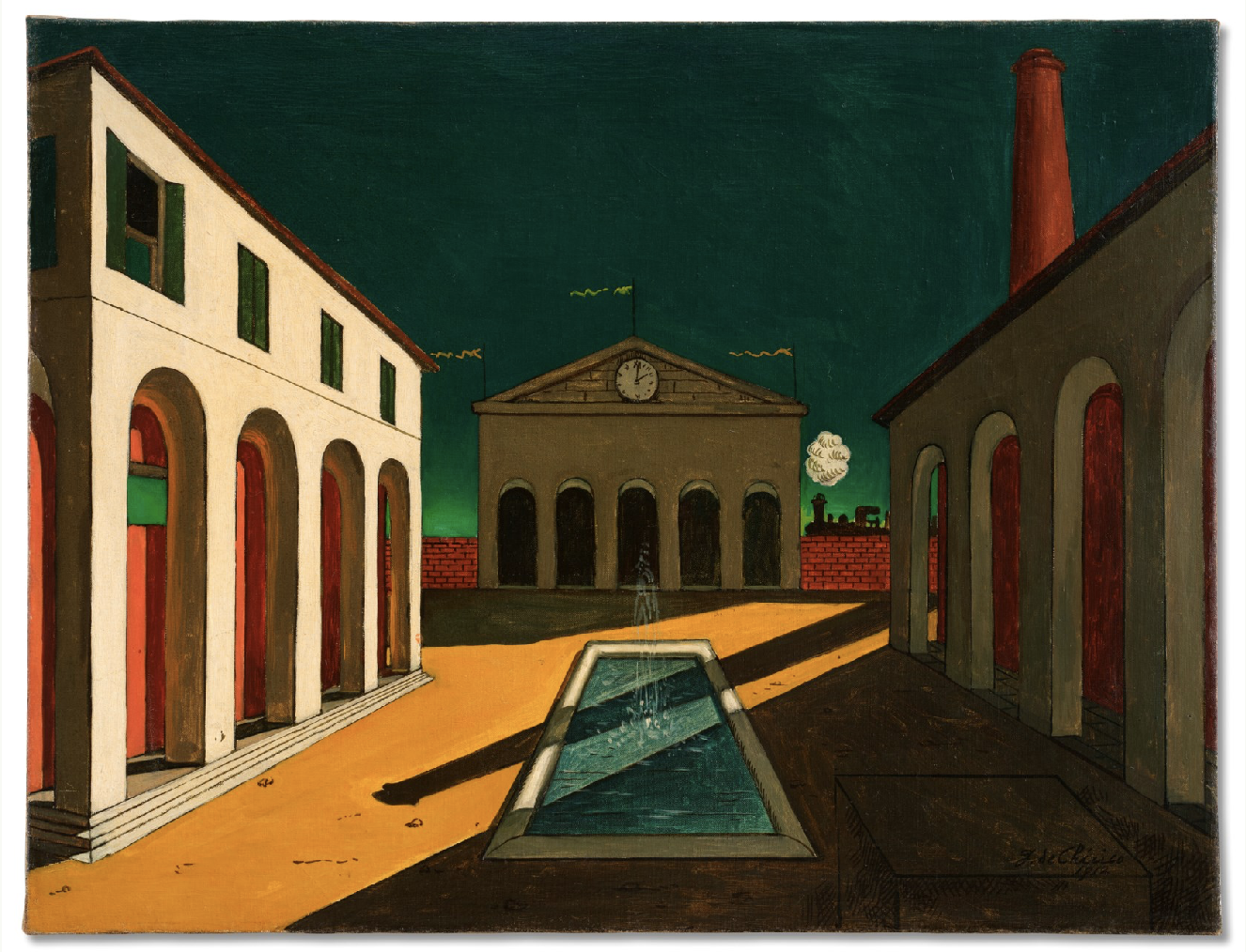 Tác phẩm Piazza d’Italia con fontana của Giorgio de Chirico