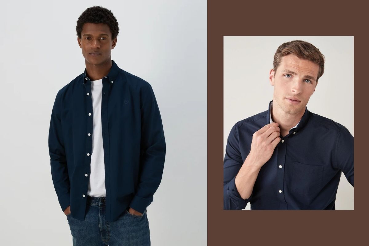 thời trang nam - phong cách thanh lịch - phối đồ - sơ mi oxford xanh navy - luxuo